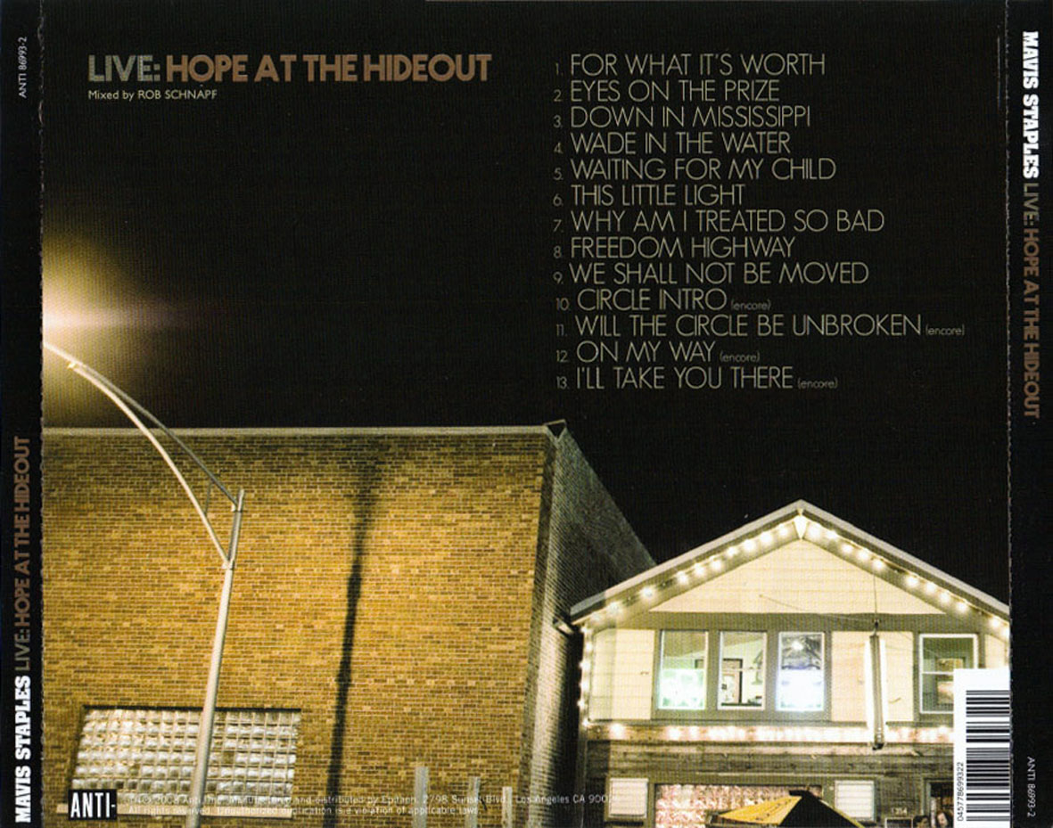 Cartula Trasera de Mavis Staples - Live: Hope At The Hideout