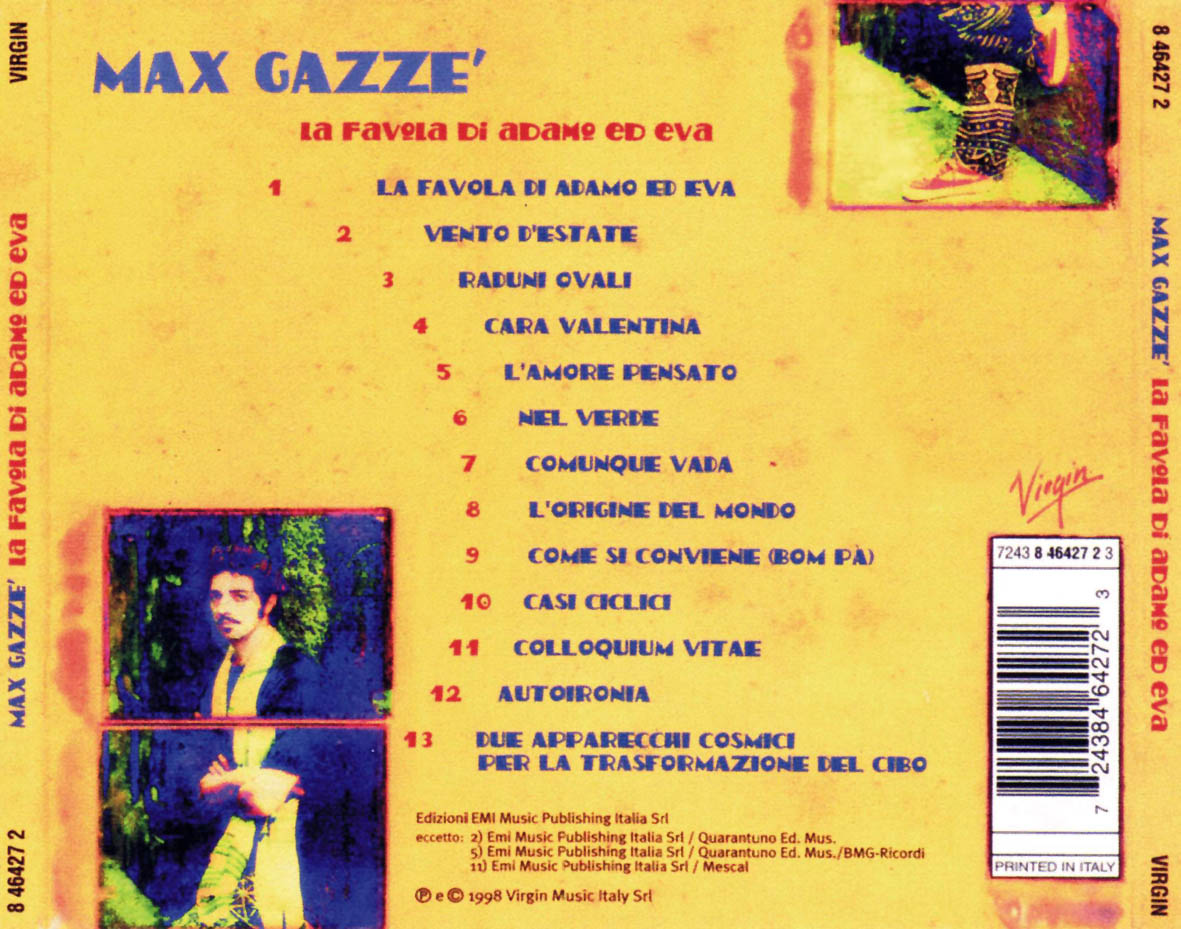 Cartula Trasera de Max Gazze - La Favola Di Adamo Ed Eva