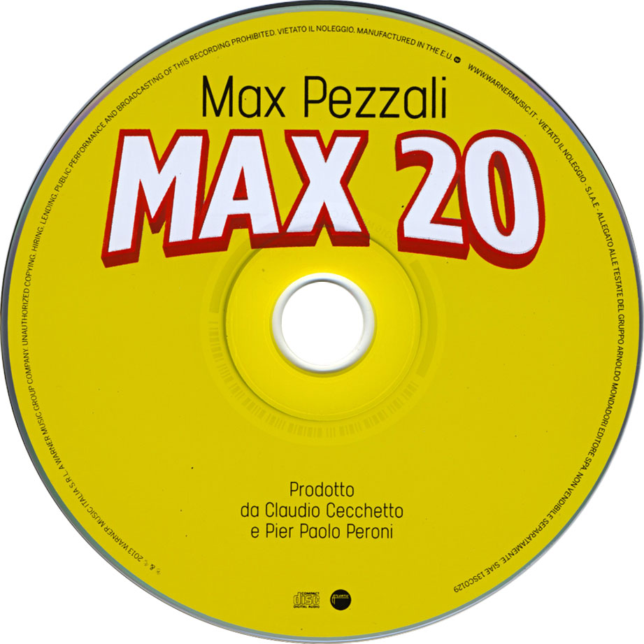 Cartula Cd de Max Pezzali - Max 20