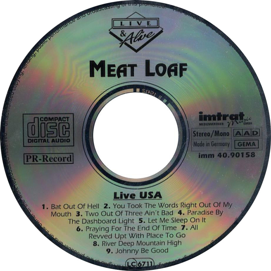 Cartula Cd de Meat Loaf - Live Usa