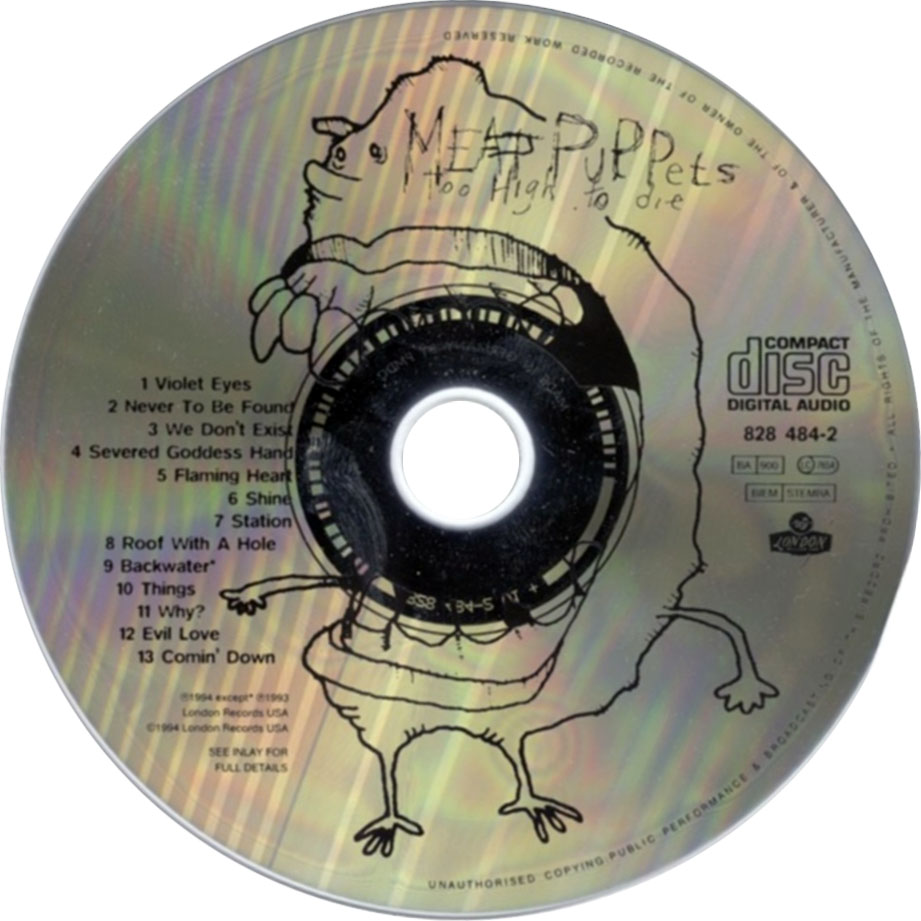 Cartula Cd de Meat Puppets - Too High To Die