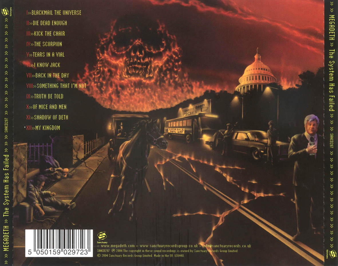 Cartula Trasera de Megadeth - The System Has Failed