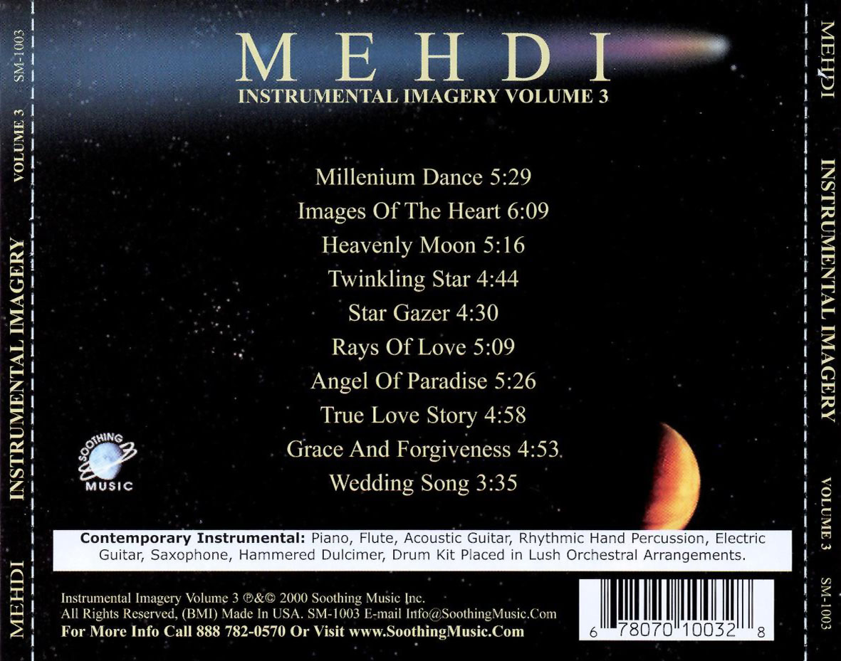 Cartula Trasera de Mehdi - Instrumental Imagery Volume 3
