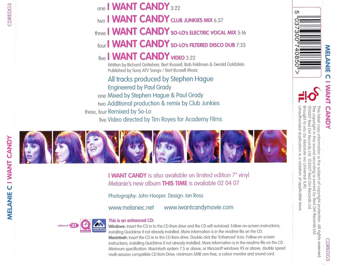 Cartula Trasera de Melanie C - I Want Candy (Cd Single)