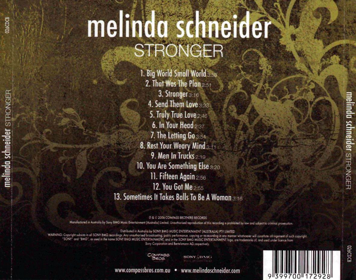 Cartula Trasera de Melinda Schneider - Stronger