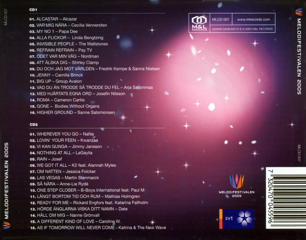 Cartula Trasera de Melodifestivalen 2005