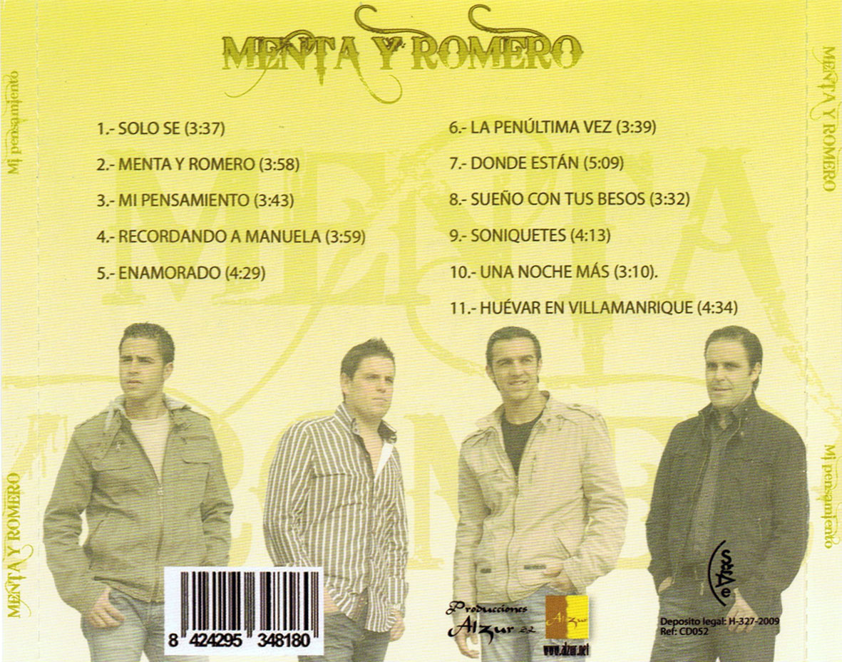 Cartula Trasera de Menta Y Romero - Mi Pensamiento
