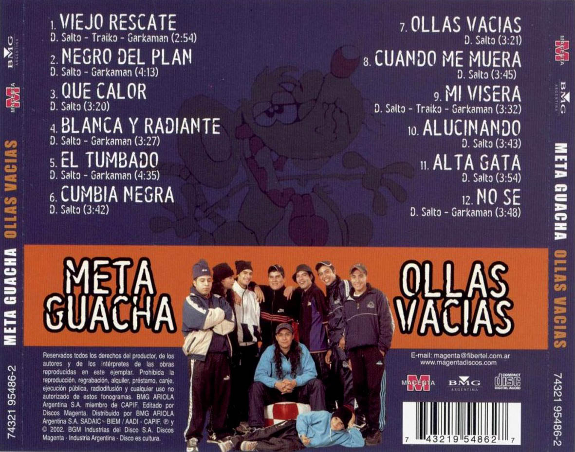 Cartula Trasera de Meta Guacha - Ollas Vacias
