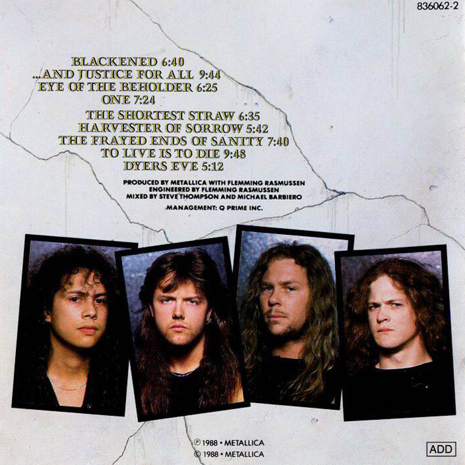 Cartula Interior Frontal de Metallica - And Justice For All