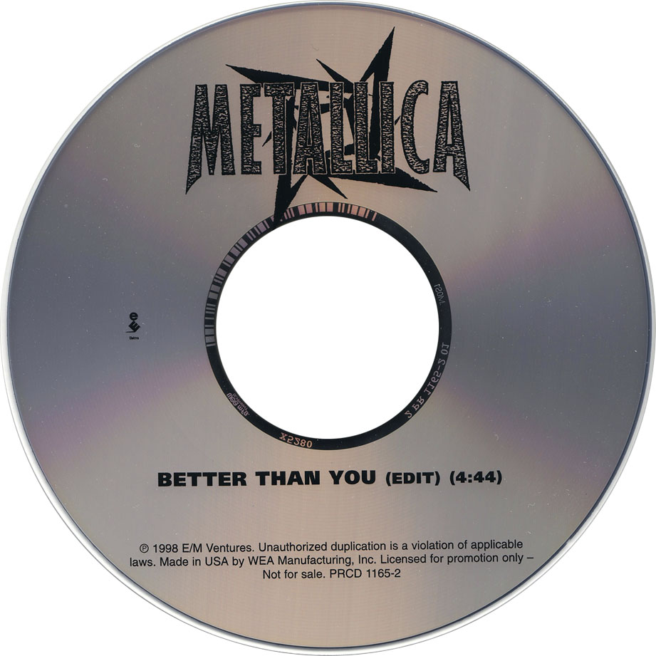 Cartula Cd de Metallica - Better Than You (Cd Single)