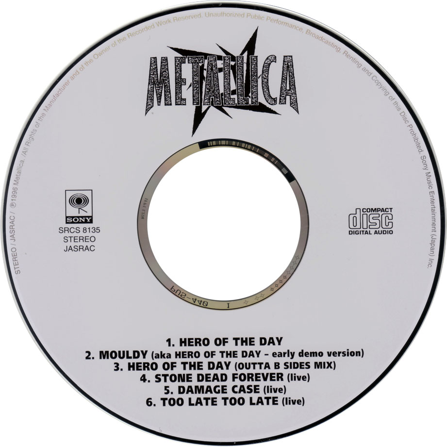 Cartula Cd de Metallica - Hero Of The Day (Cd Single)