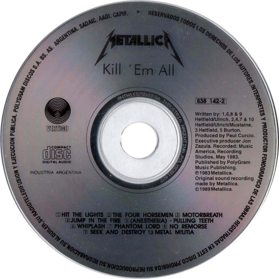 Cartula Cd de Metallica - Kill 'em All