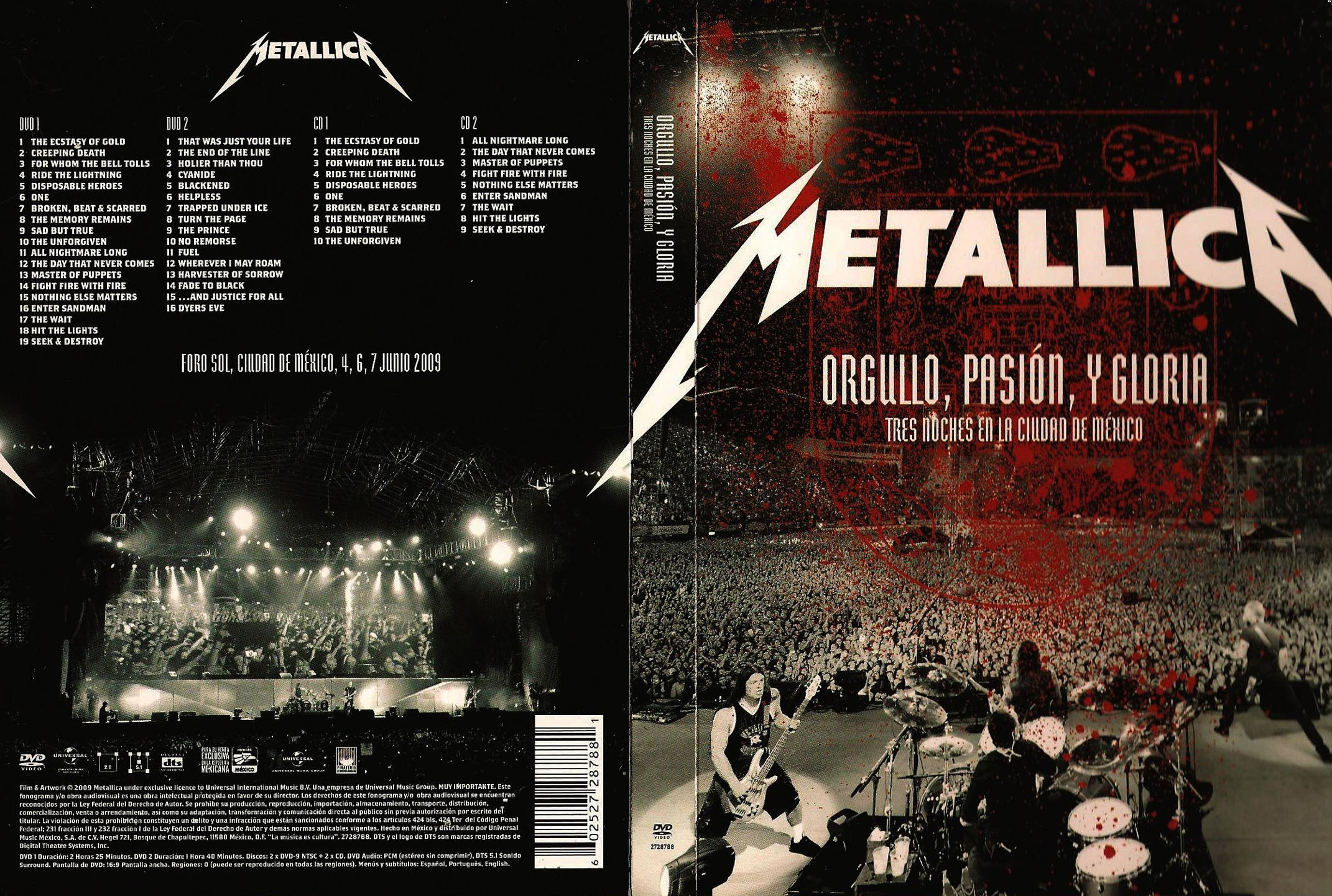 Cartula Caratula de Metallica - Orgullo, Pasion, Y Gloria: Tres Noches En La Ciudad De Mexico (Dvd)