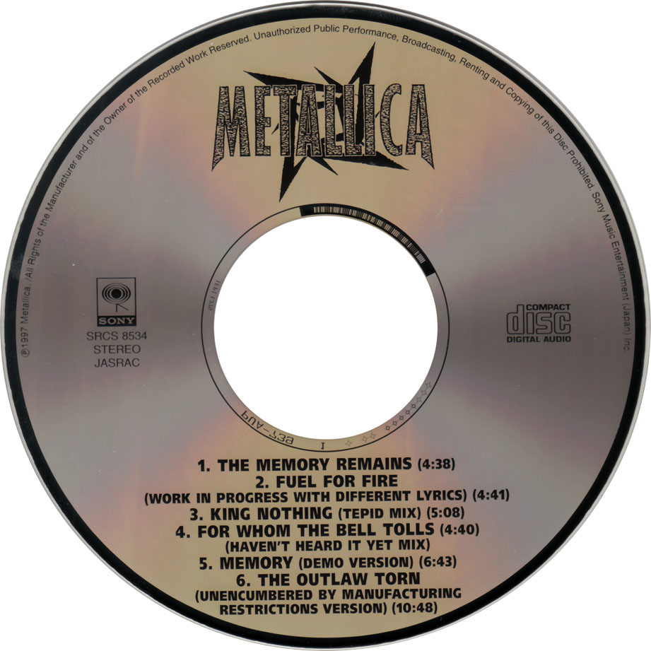 Cartula Cd de Metallica - The Memory Remains (Cd Single)