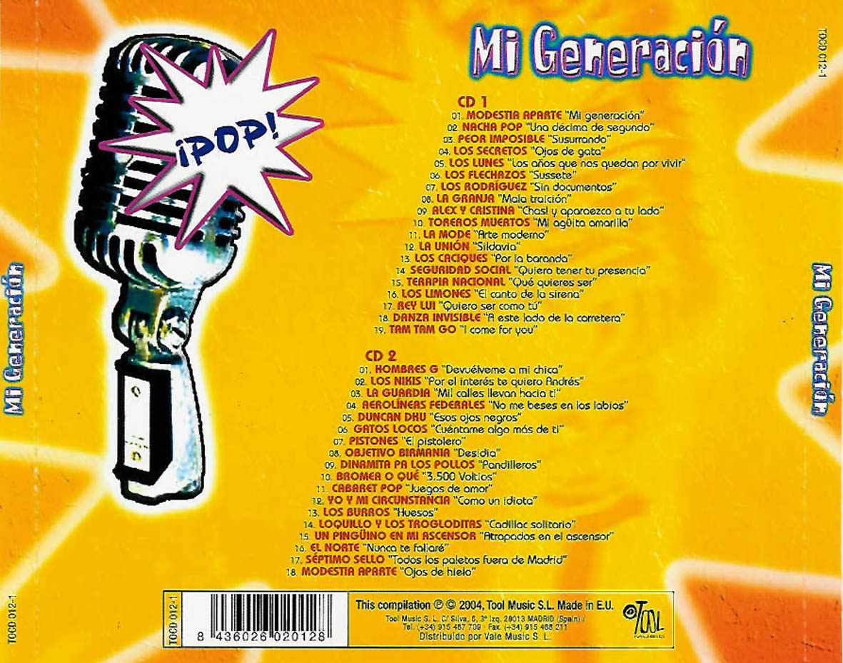 Cartula Trasera de Mi Generacion El Album