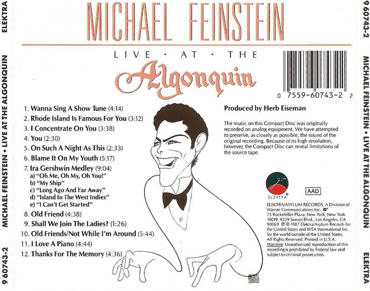 Cartula Trasera de Michael Feinstein - Live At The Algonquin