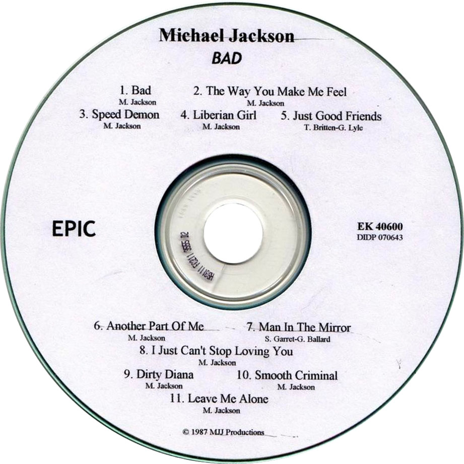 Cartula Cd de Michael Jackson - Bad