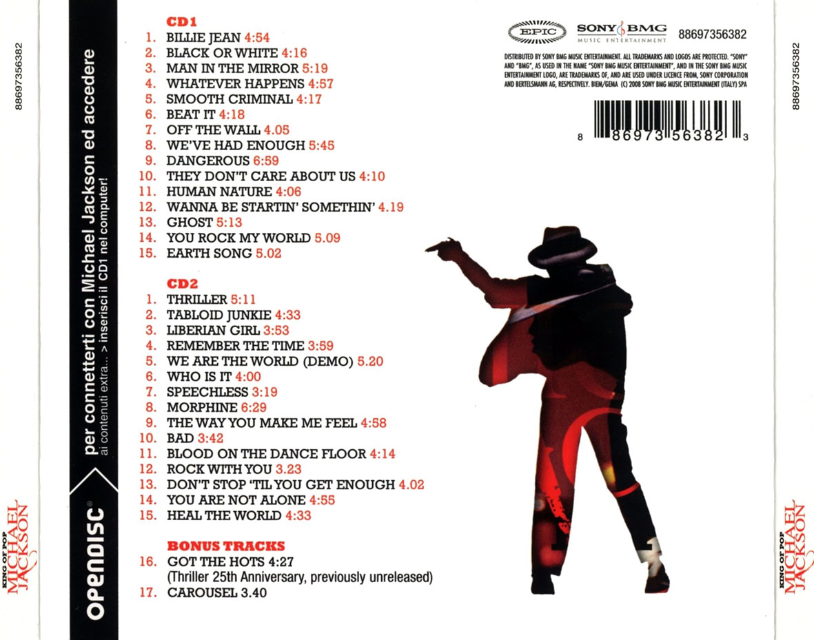 Cartula Trasera de Michael Jackson - King Of Pop (The Italian Fans' Selection)