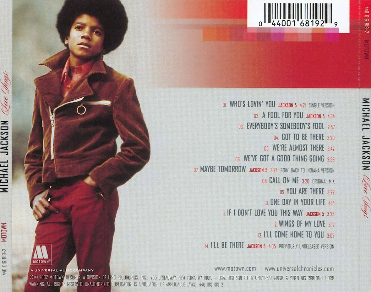 Cartula Trasera de Michael Jackson - Love Songs