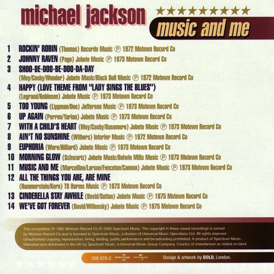 Cartula Interior Frontal de Michael Jackson - Music And Me