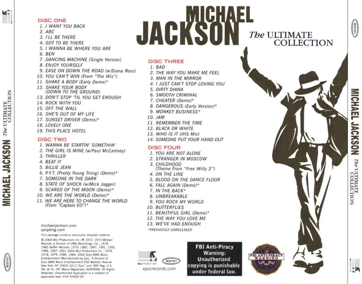 Cartula Trasera de Michael Jackson - The Ultimate Collection