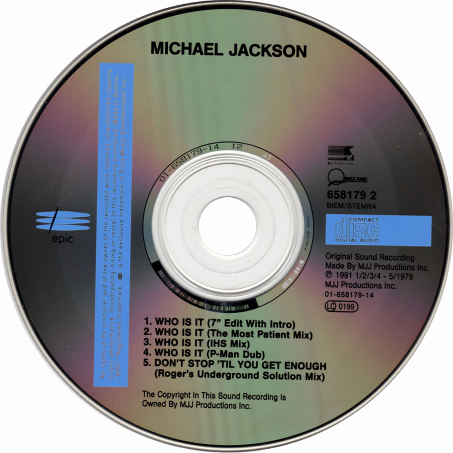 Cartula Cd de Michael Jackson - Who Is It (Cd Single)