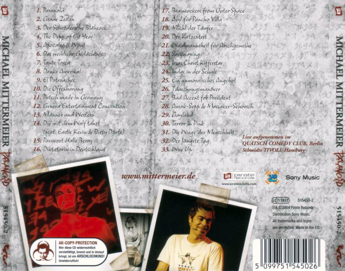 Cartula Trasera de Michael Mittermeier - Paranoid