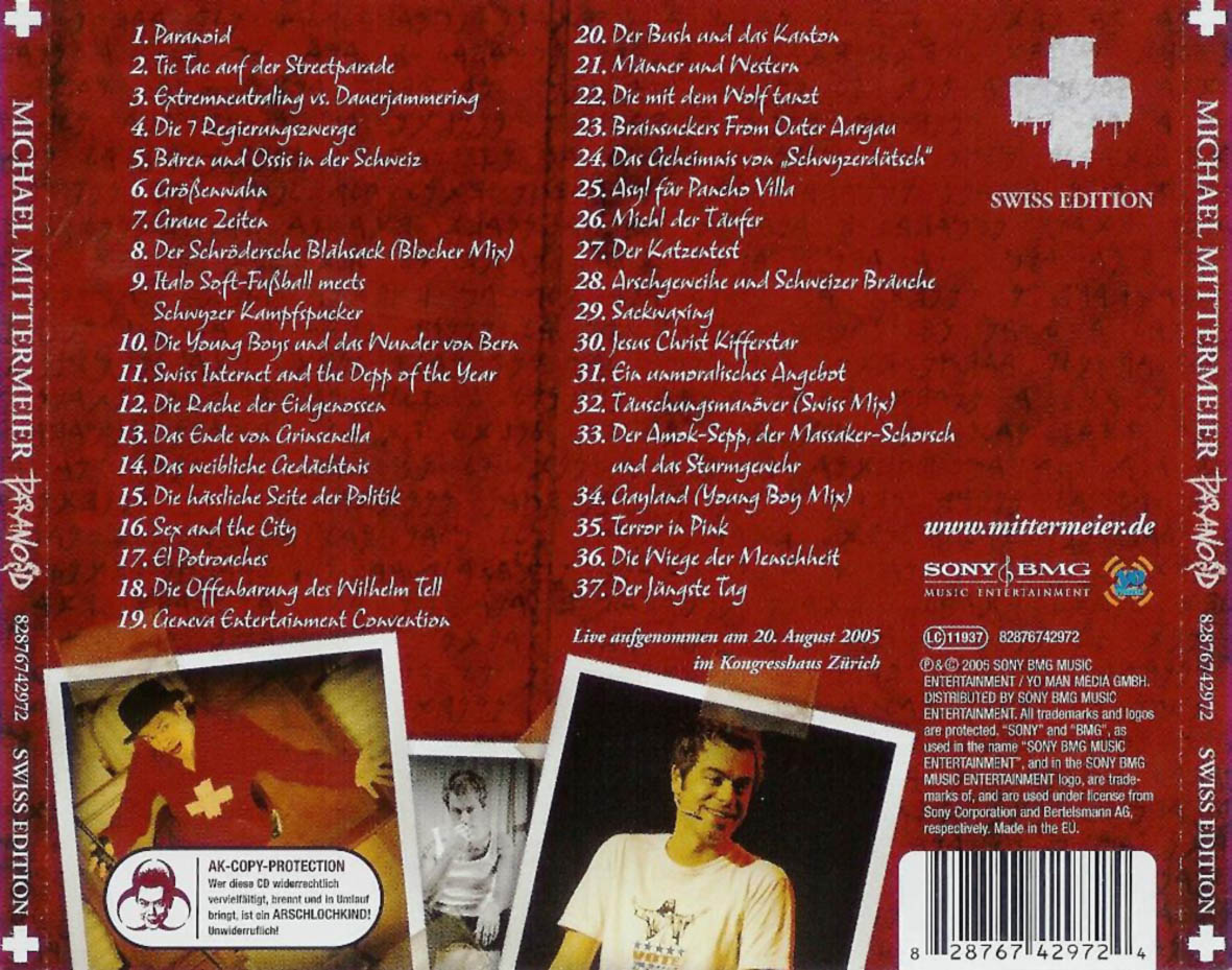 Cartula Trasera de Michael Mittermeier - Paranoid (Swiss Edition)