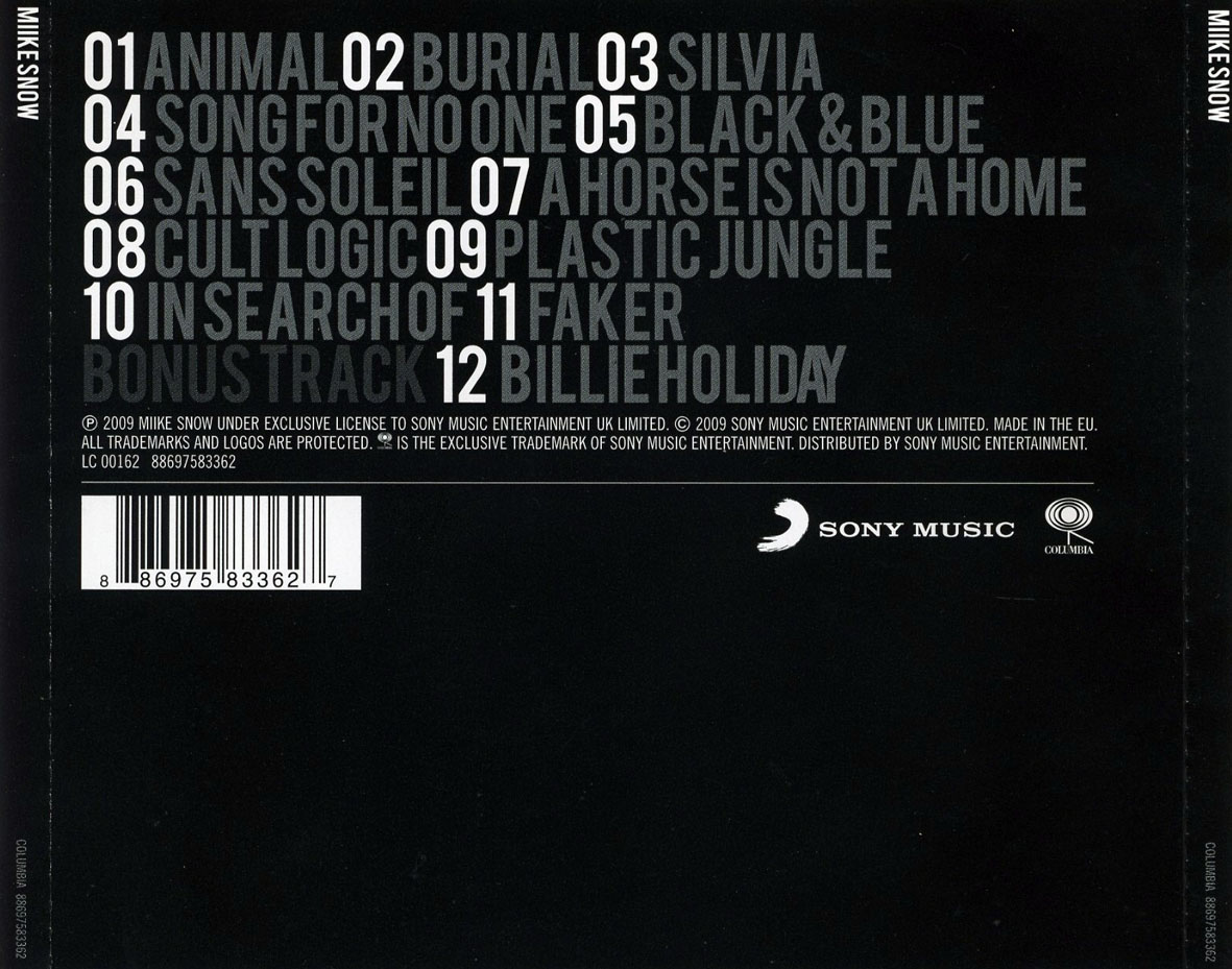 Cartula Trasera de Miike Snow - Miike Snow