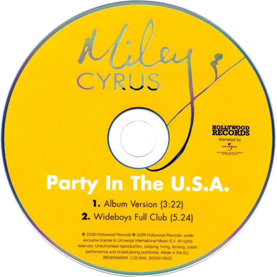 Car Tula Cd De Miley Cyrus Party In The Usa Cd Single Portada