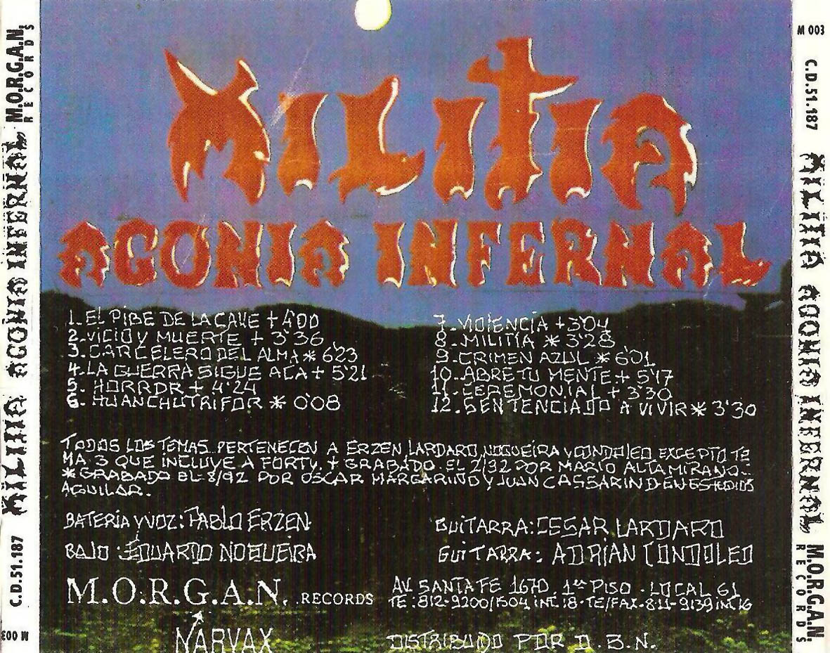 Cartula Trasera de Militia - Agonia Infernal