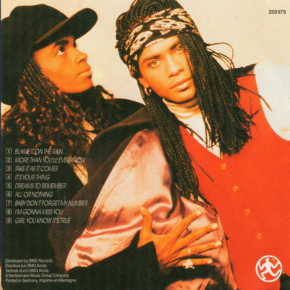 Cartula Interior Frontal de Milli Vanilli - The U.s. Remix Album All Or Nothing