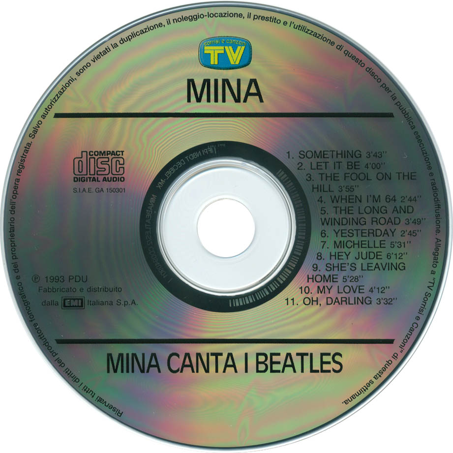 Cartula Cd de Mina - Mina Canta I Beatles