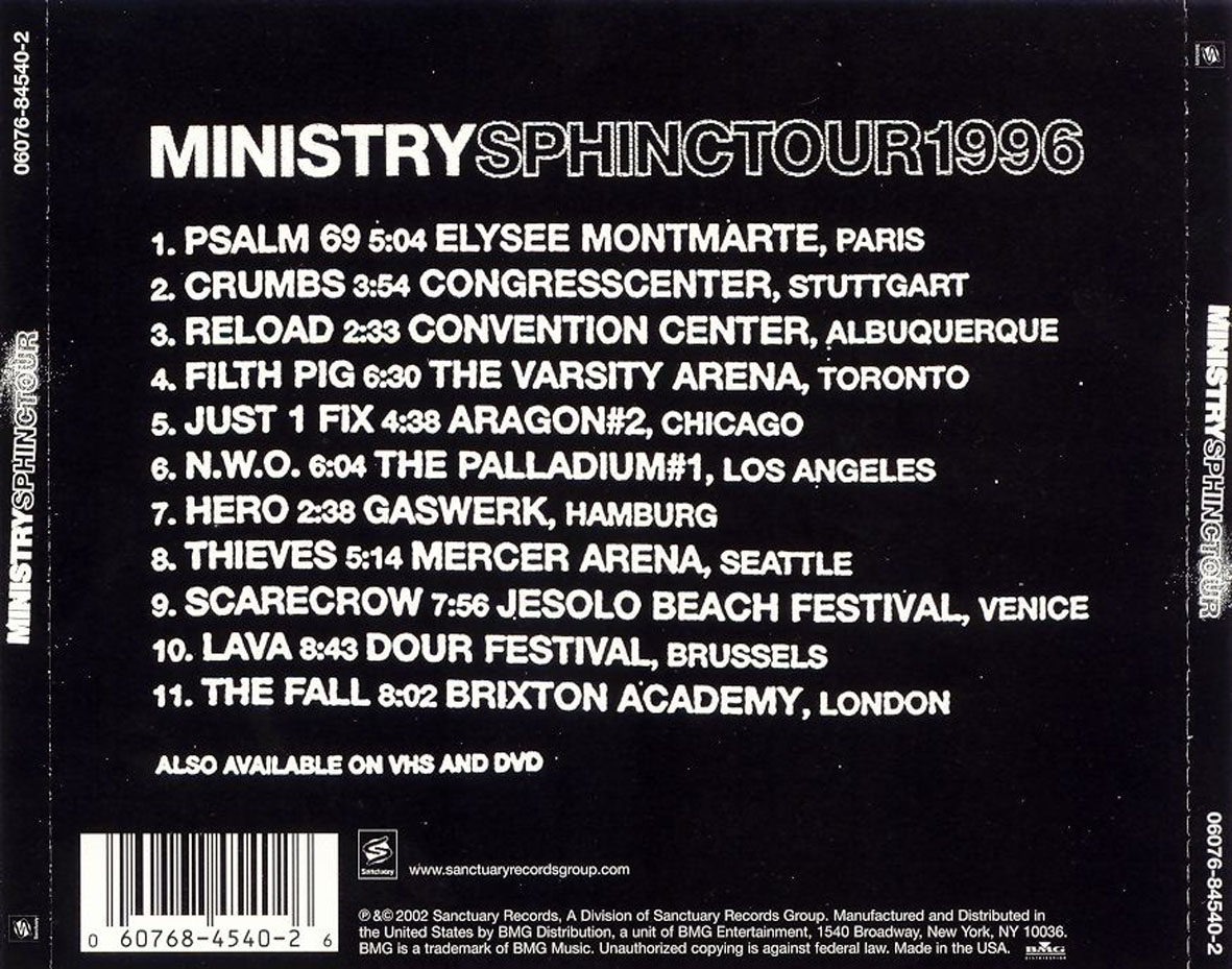 Cartula Trasera de Ministry - Sphinctour