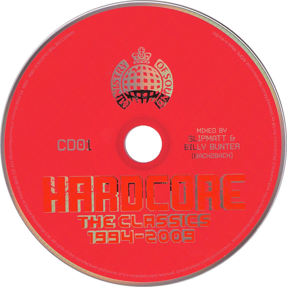 Cartula Cd1 de Ministry Of Sound Hardcore The Classics 1994-2009