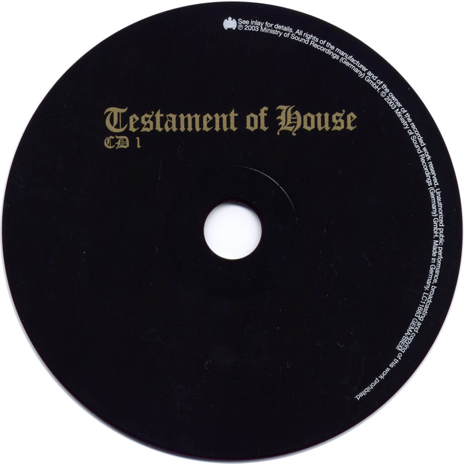 Cartula Cd1 de Ministry Of Sound Testament Of House