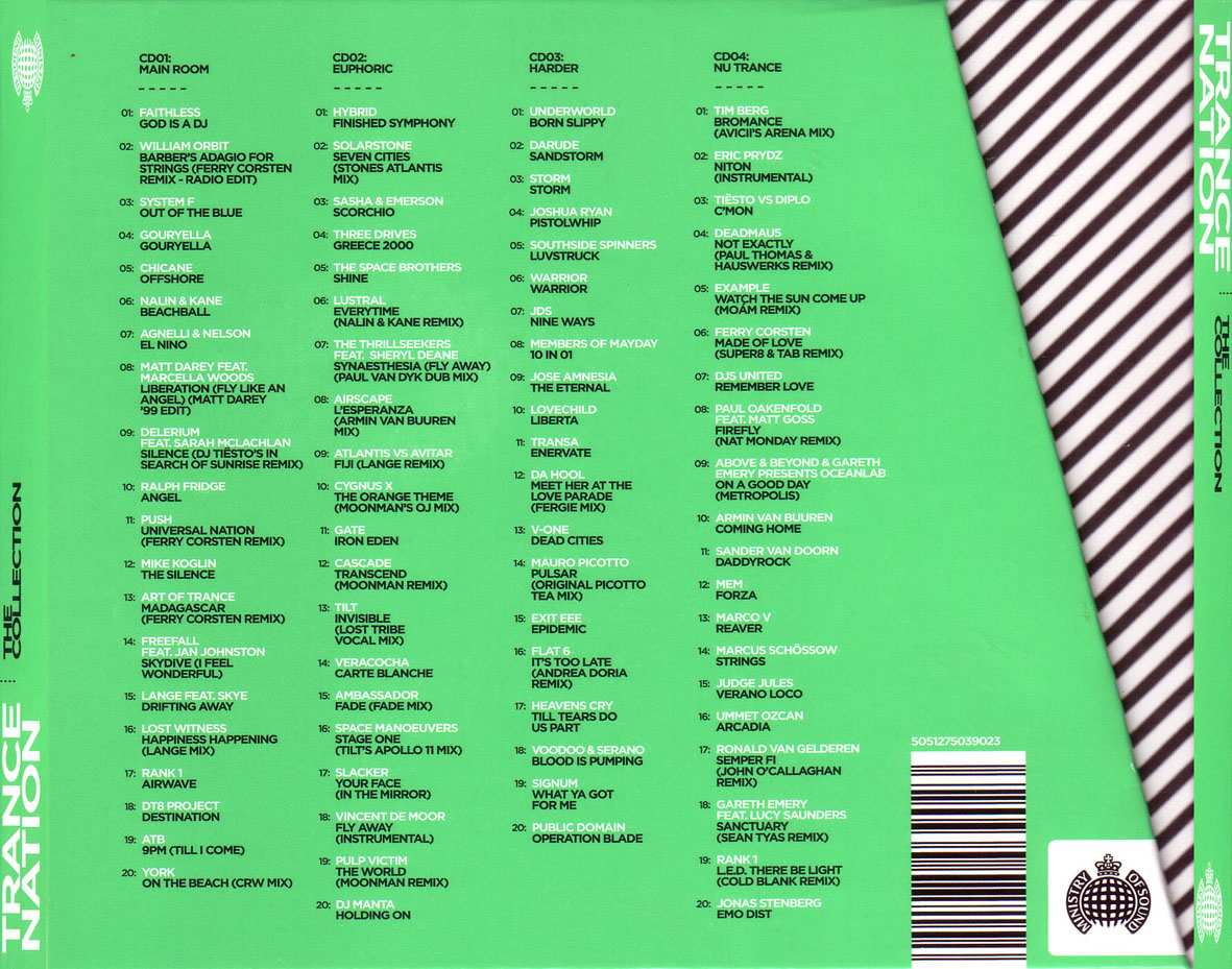Car�tula Trasera de Ministry Of Sound Trance Nation: The Collection