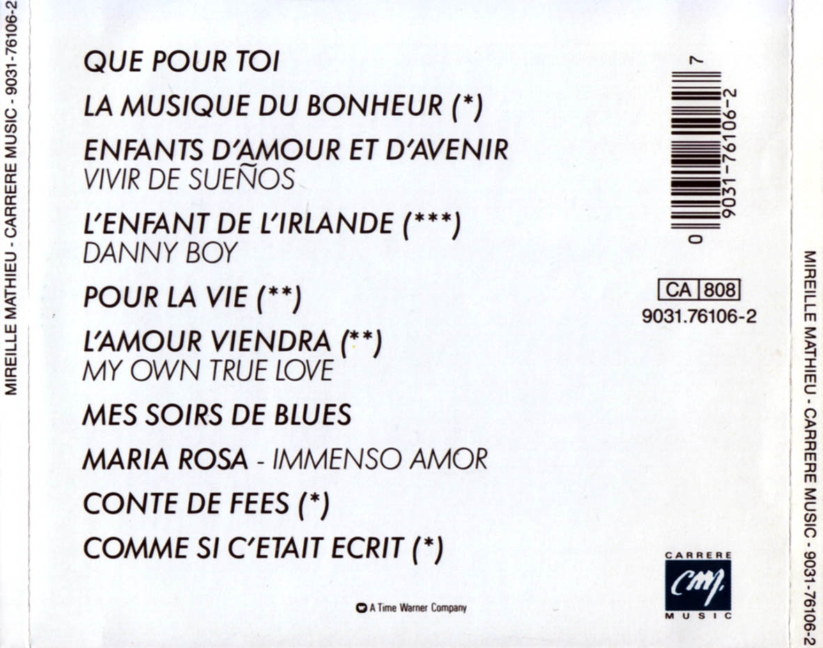 Cartula Trasera de Mireille Mathieu - Mireille Mathieu