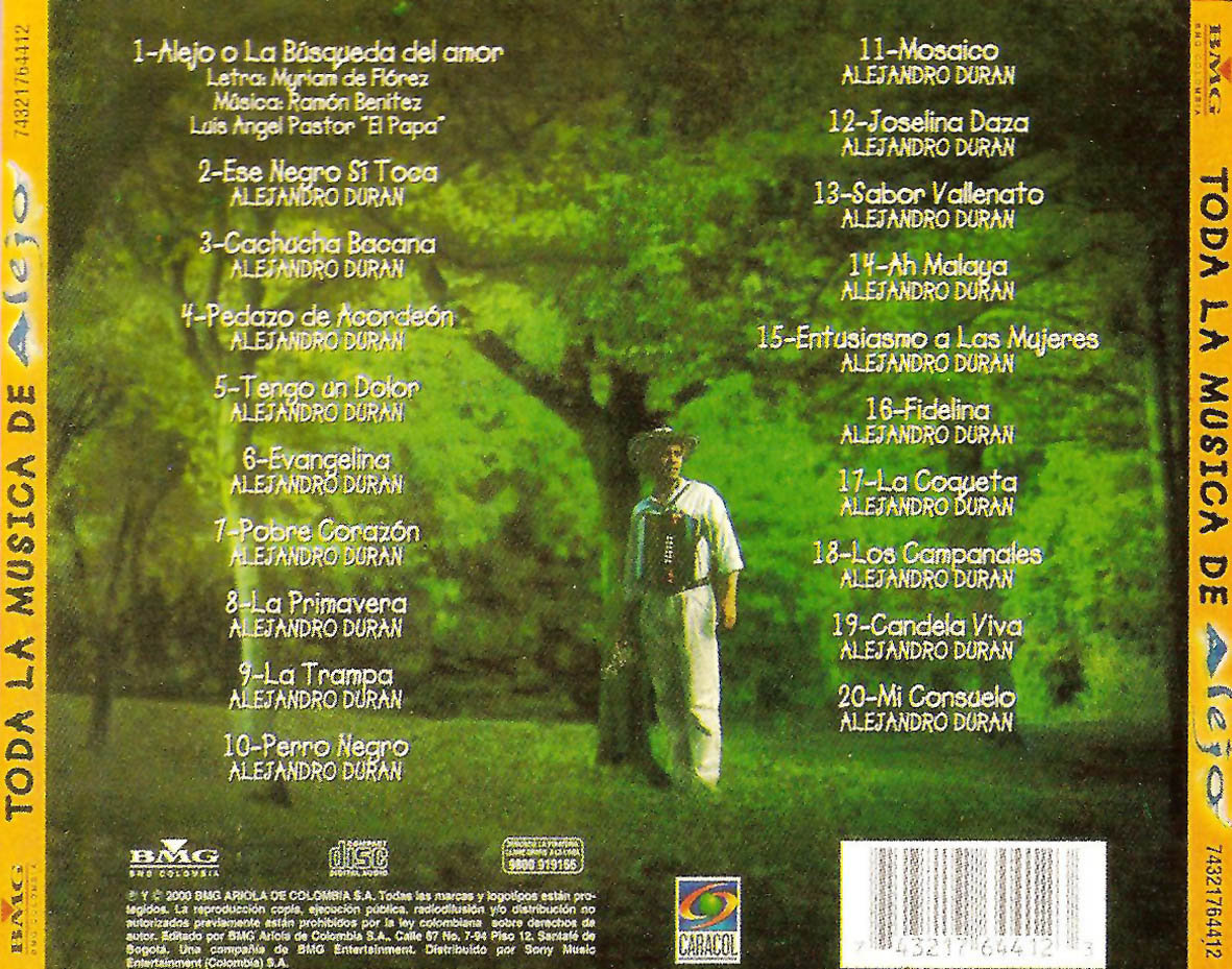 Cartula Trasera de Moises Angulo - Toda La Musica De Alejo: O La Busqueda Del Amor