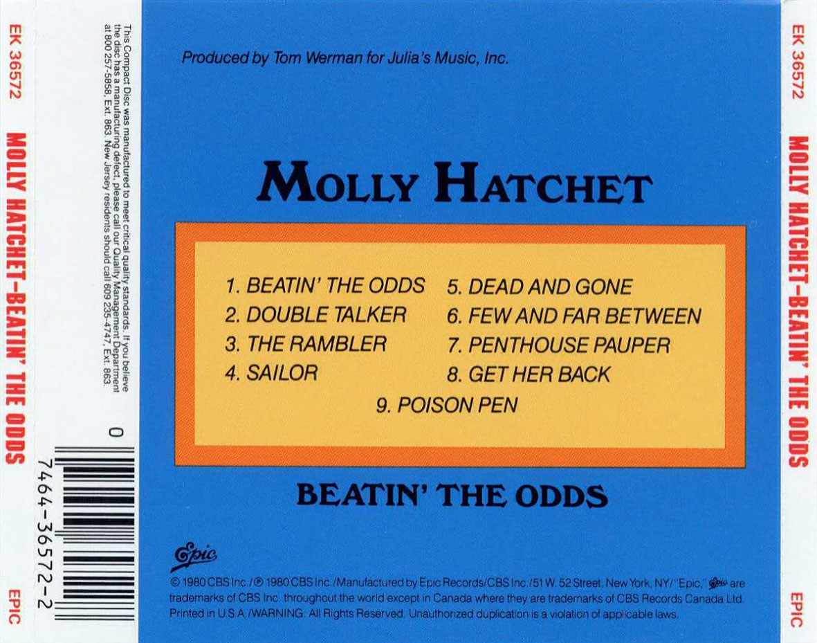 Cartula Trasera de Molly Hatchet - Beatin' The Odds
