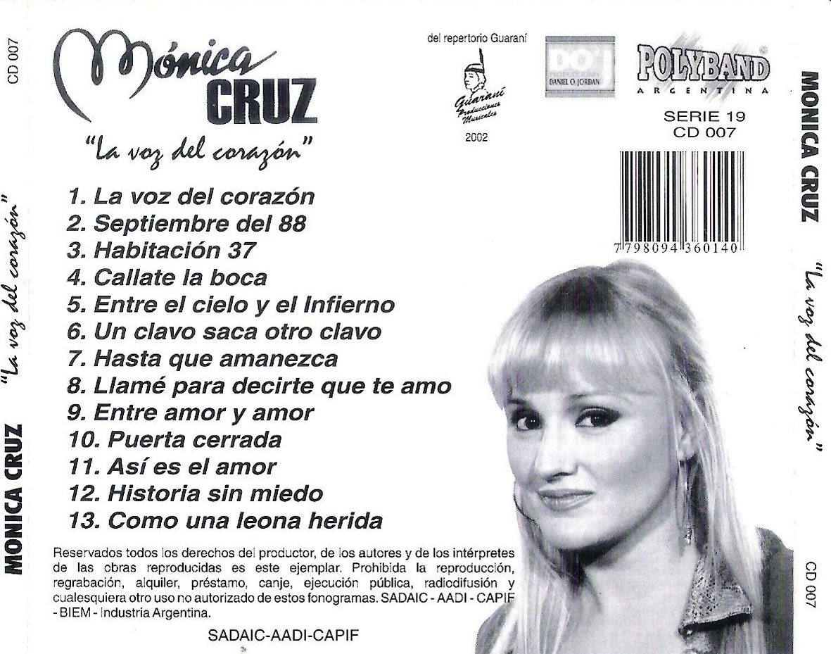 Cartula Trasera de Monica Cruz - La Voz Del Corazon