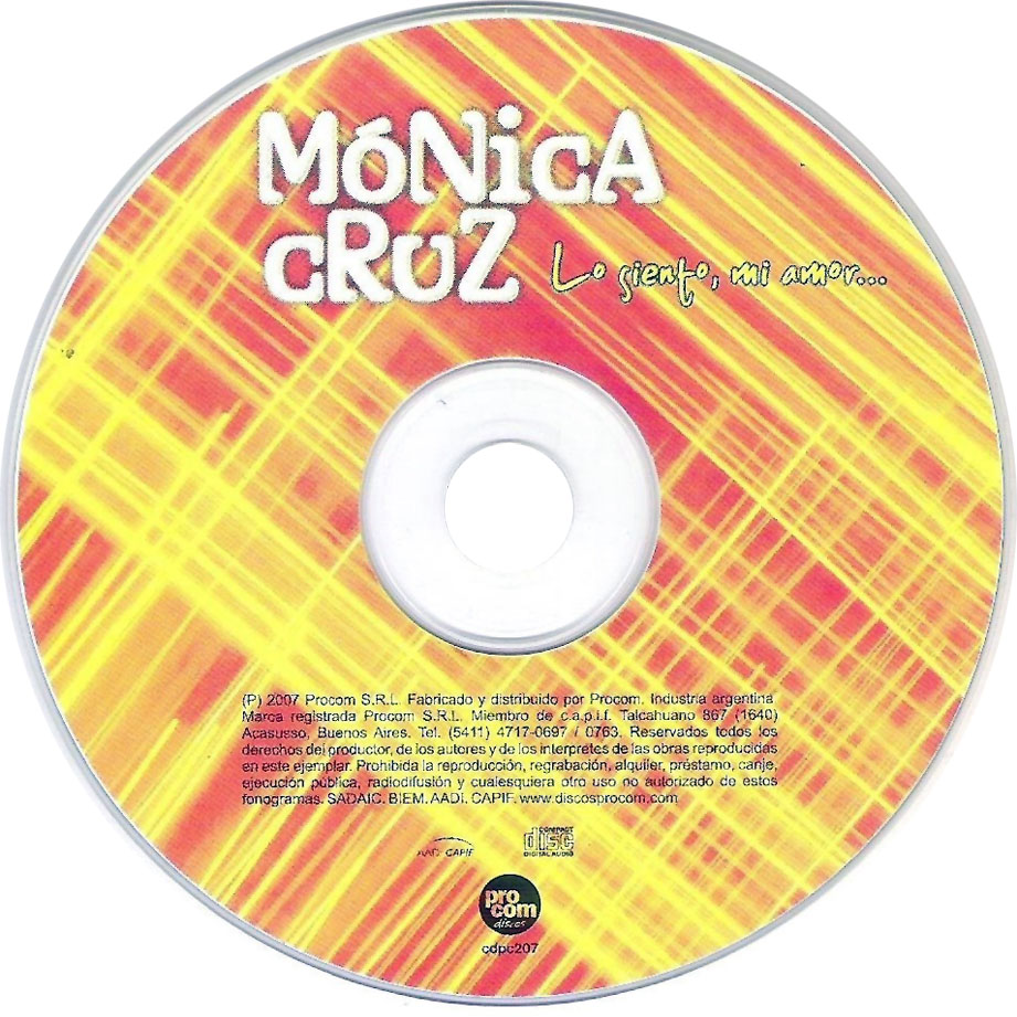Cartula Cd de Monica Cruz - Lo Siento, Mi Amor