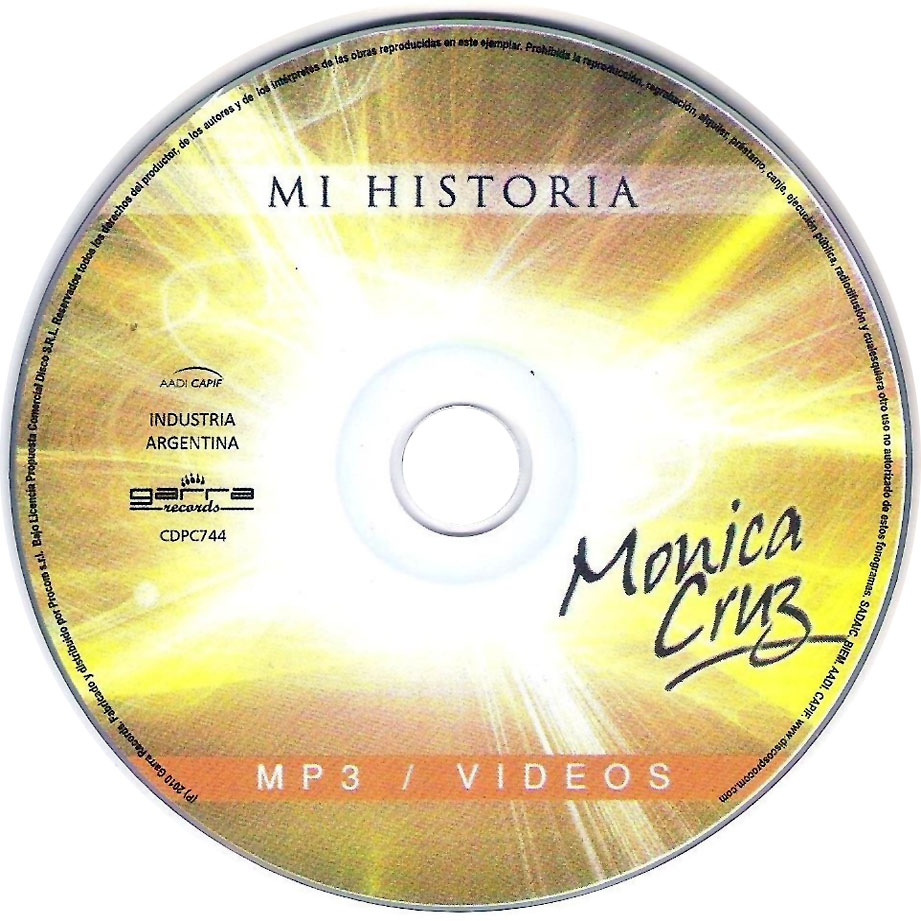 Cartula Cd de Monica Cruz - Mi Historia