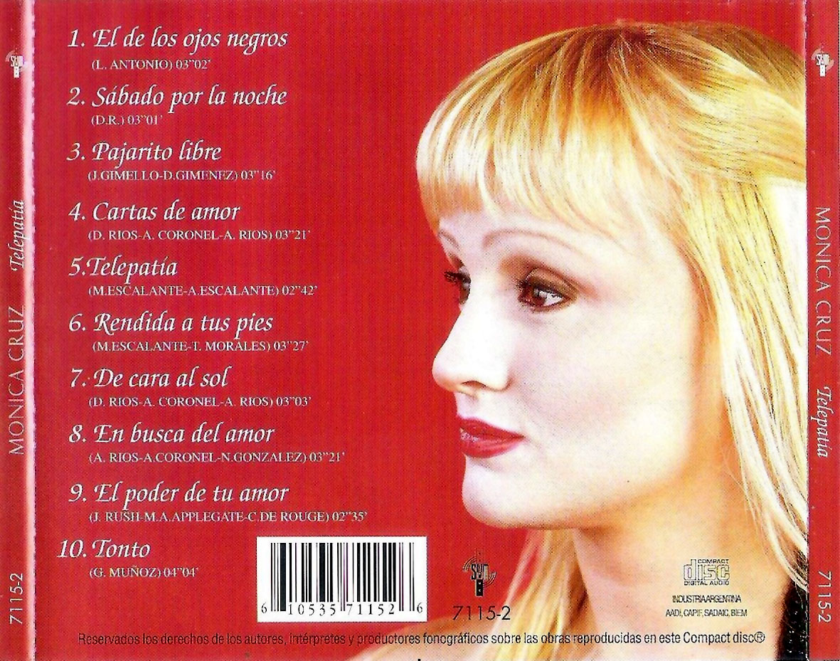 Cartula Trasera de Monica Cruz - Telepatia