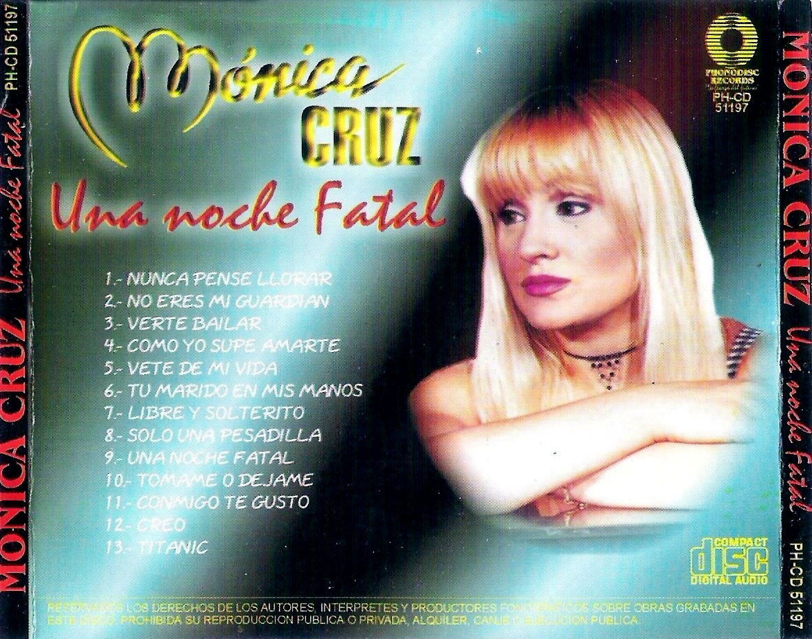 Cartula Trasera de Monica Cruz - Una Noche Fatal