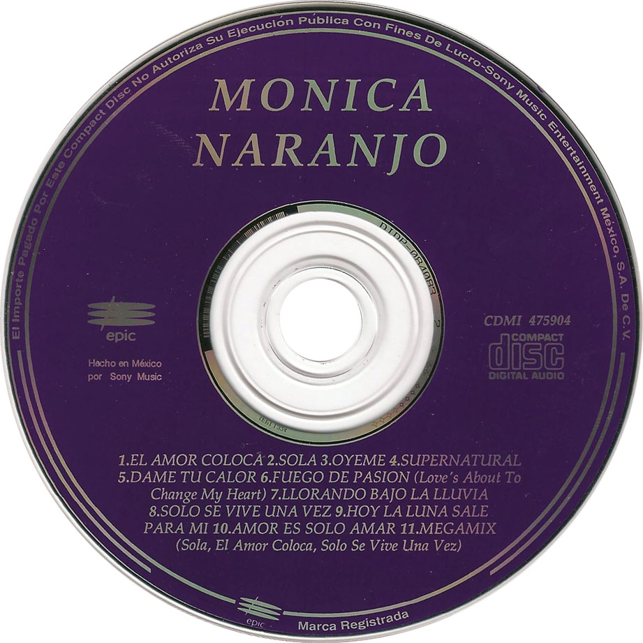 Cartula Cd de Monica Naranjo - Monica Naranjo (Edicion Mexico)
