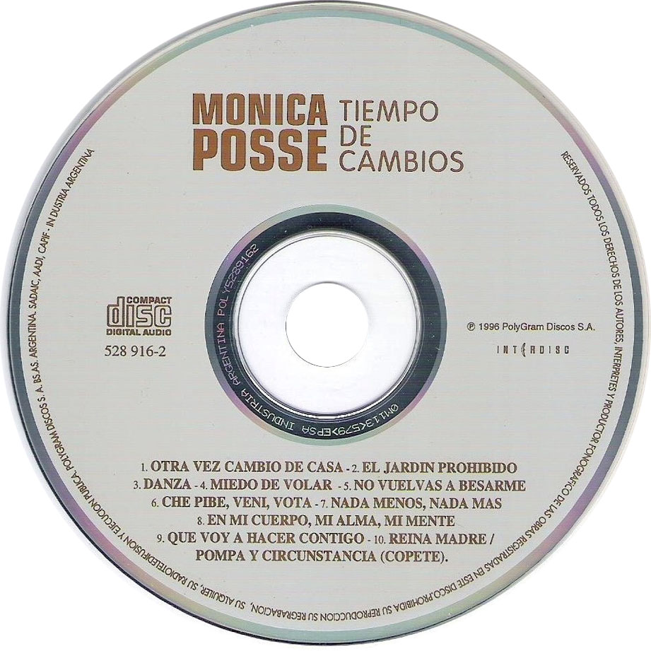 Cartula Cd de Monica Posse - Tiempo De Cambios