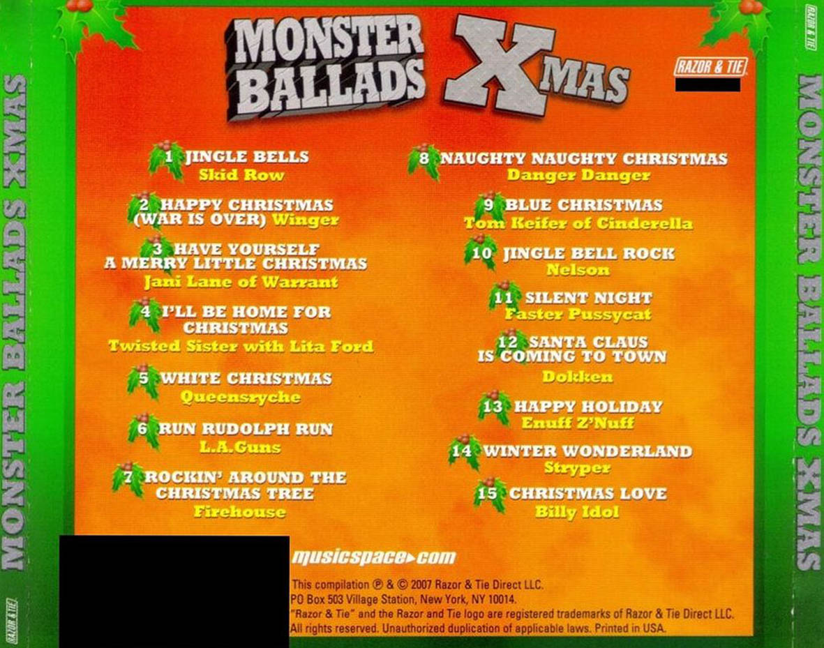 Cartula Trasera de Monster Ballads Xmas