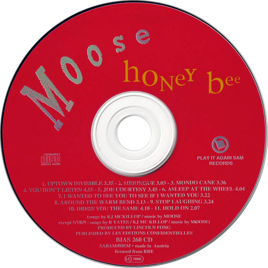 Cartula Cd de Moose - Honey Bee