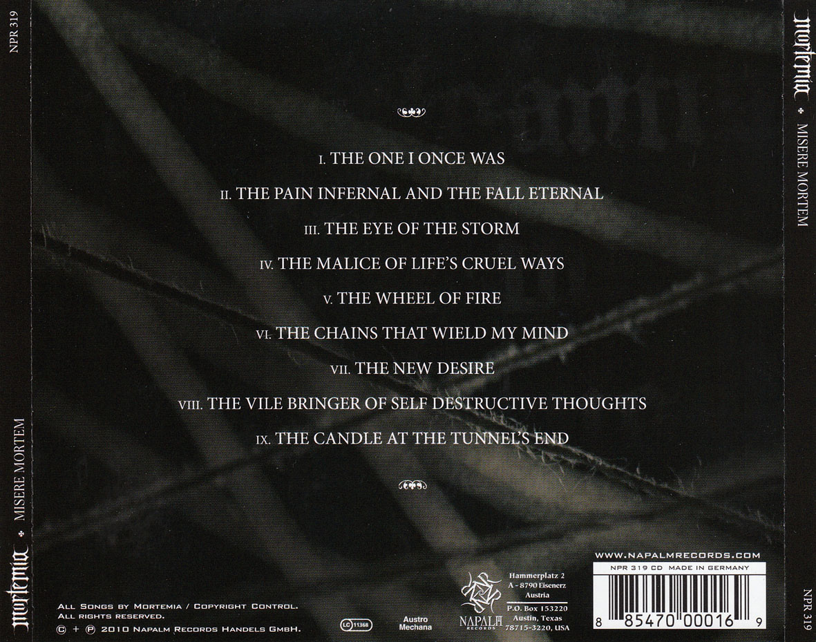 Car tula Trasera de Mortemia Misere Mortem Portada